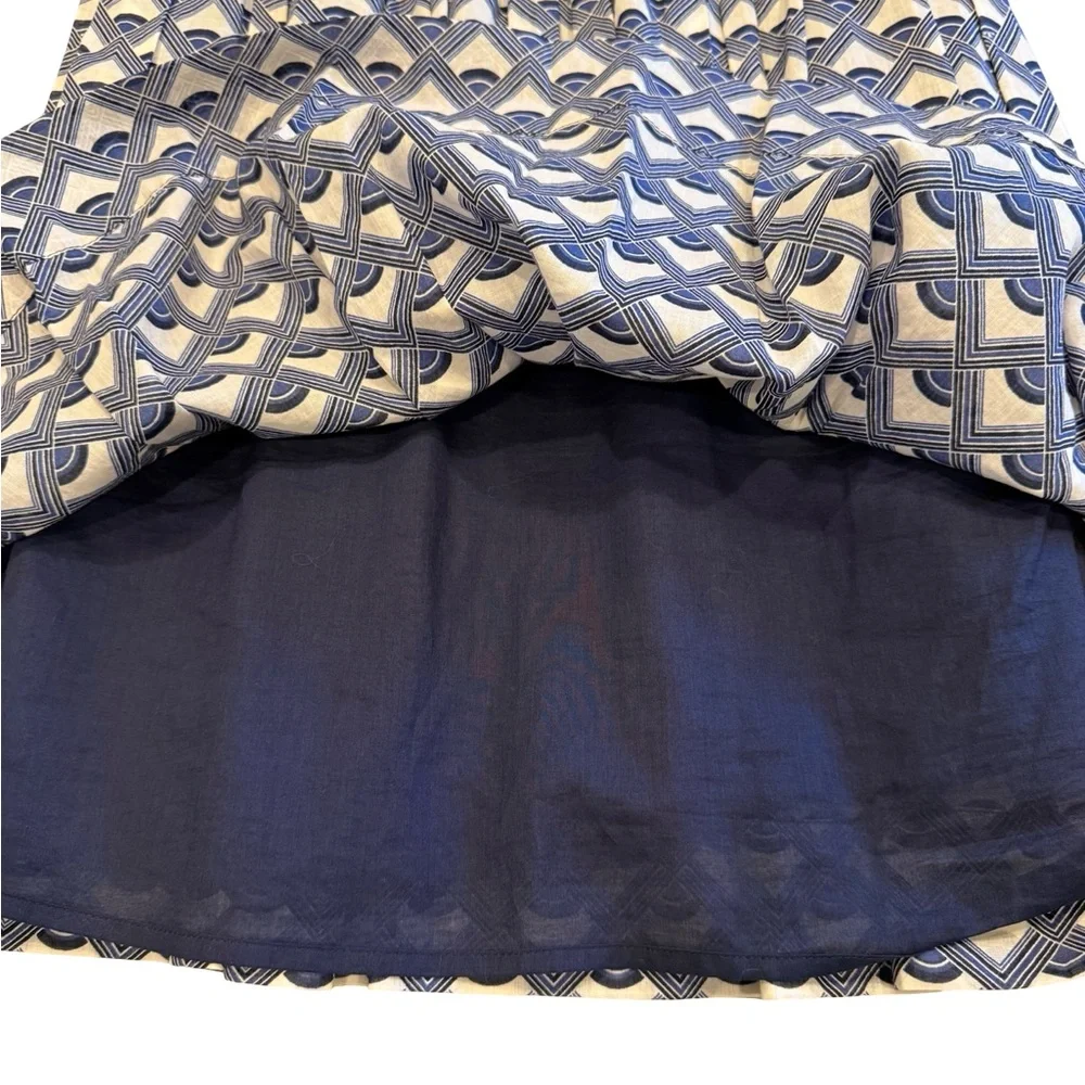 Tory Burch Blue Geometric Print Sleeveless Dress Women’s Size 0 Cotton midi